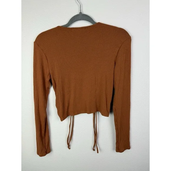 And‎ Now This Womens Burnt Orange Crop Top  Long Sleeves Blouse Sz M - Picture 5 of 6